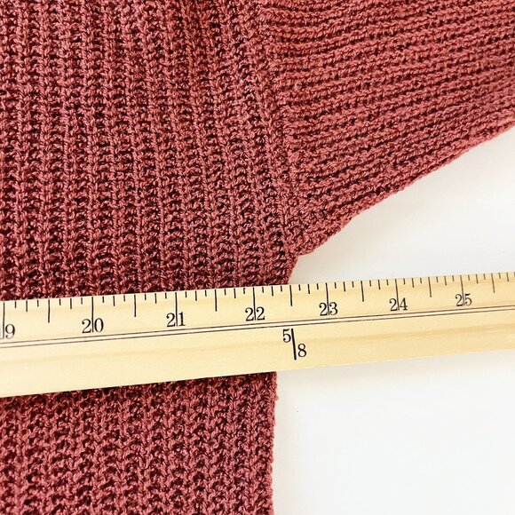 Lulus Rust Orange Crewneck Pullover Sweater Side Slits Minimalist Boho MEDIUM - Picture 6 of 7